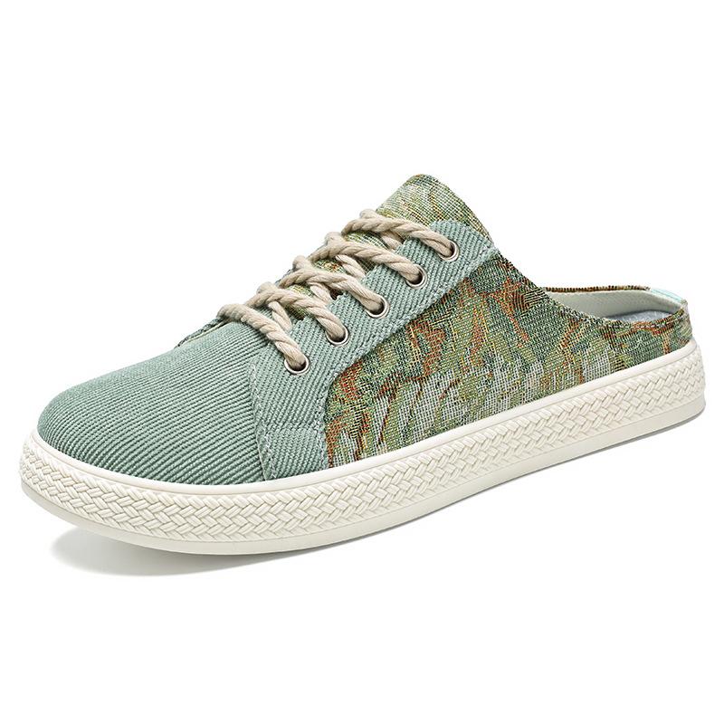 Summer Half Slippers Men's One-pedal Casual Breathable Men's Shoes Printed Trendy Bag Head Slippers Soft Sole Comfortable Sandals