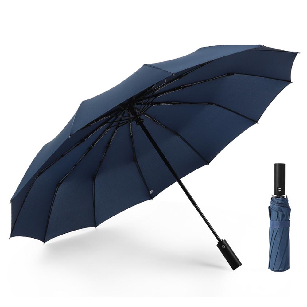 Windproof Umbrella Large 12-Rib Folding Travel Umbrella with Automatic Opening and Closing for Rain/Sun