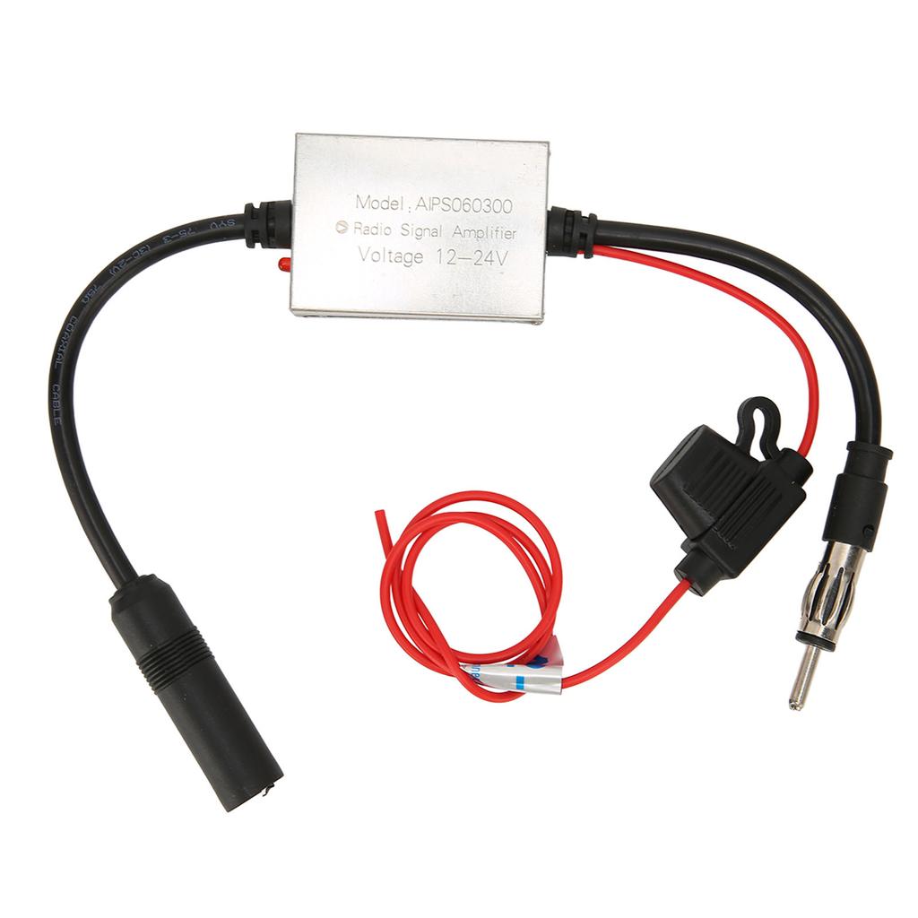 Car Stereo FM Radio Antenna Signal Stabilizer with 12V Power DIN Plug Connector for Marine RV Truck