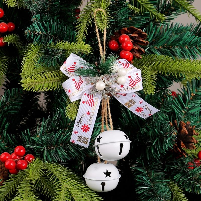 Holiday Bowknot Iron Craft Bells Delicate Iron Crafted Bells with Bowknot for Christmas Tree and Window Decoration