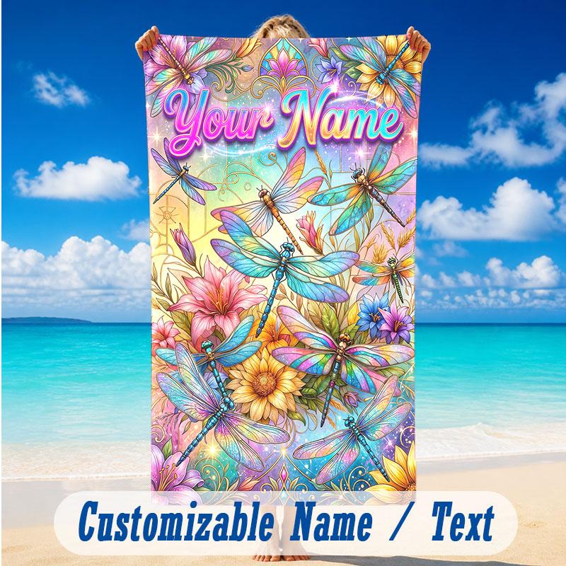 Dragon Phoenix Theme Beach Towel Personalized Custom Name & Text Soft Quick Dry Beach Towel for Swimming Travel