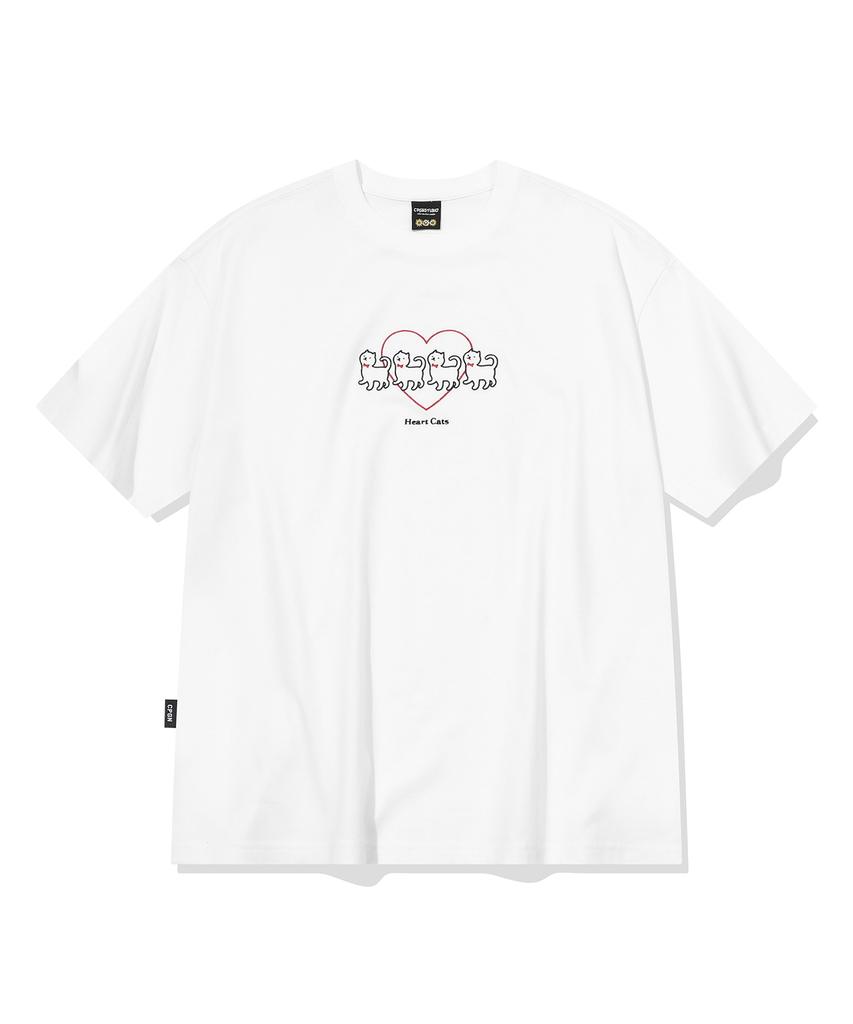 CPGN STUDIO Cat'S Heart Chain Embroidered Short Sleeve T-Shirt White