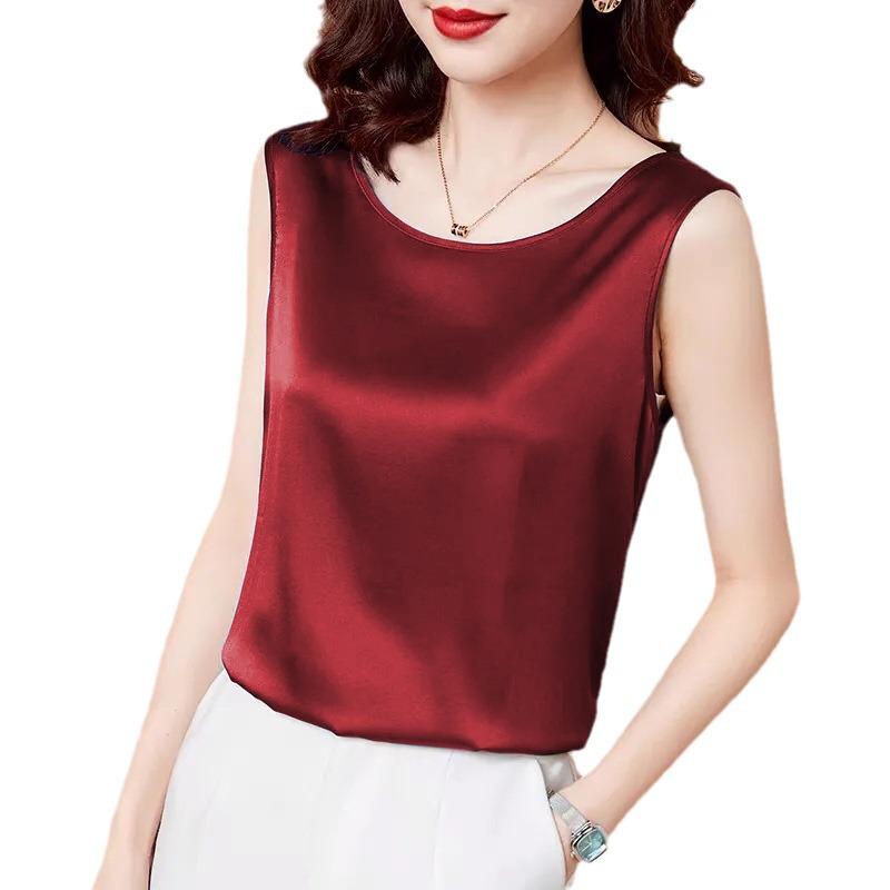 Trendy Women's Mid-Sleeve Imitation Silk Shirt for Summer and Autumn 2024