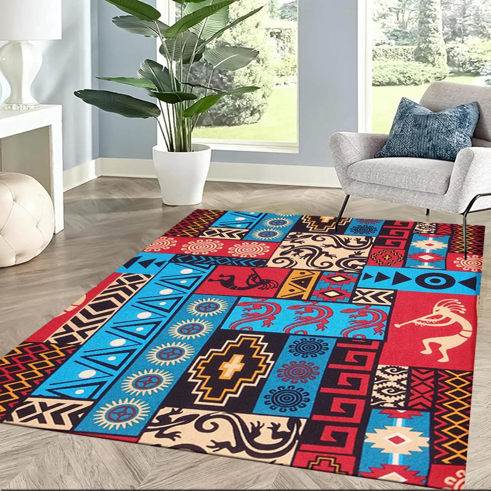 Colorful Kokopelli Dance Floor Mats for Living Room, Bedroom and Room Decoration Are Suitable for Gifts.