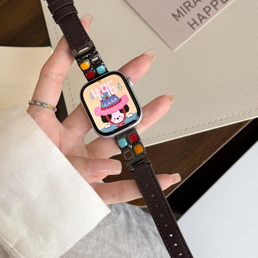 

Leather Strap for Apple Watch Series 10 Ultra 9 8 7 SE 6 5 4 3 2 1 46mm 49mm 45mm 44mm 42mm Eyeshadow Palette Watch Band As shown A
