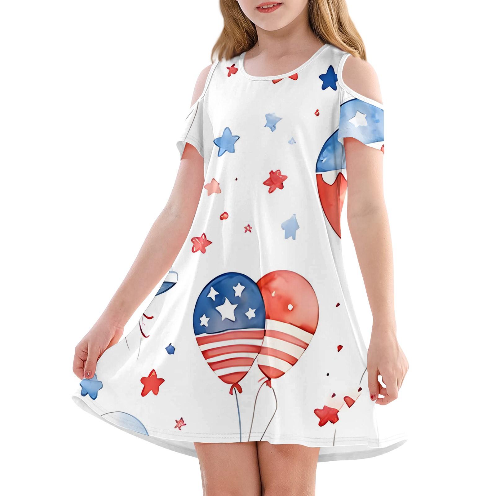 

Girls A-Line Dress -Summer Sleeveless Casual Sundress Toddler Dress 150 синий