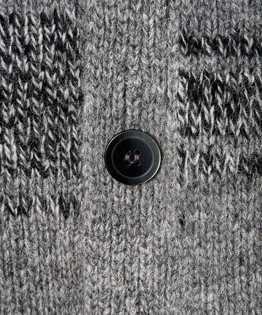 Trip Le Sens [100% Wool] Pure Light Jacquard Yarn Stripe Crop Cardigan_Gray Black