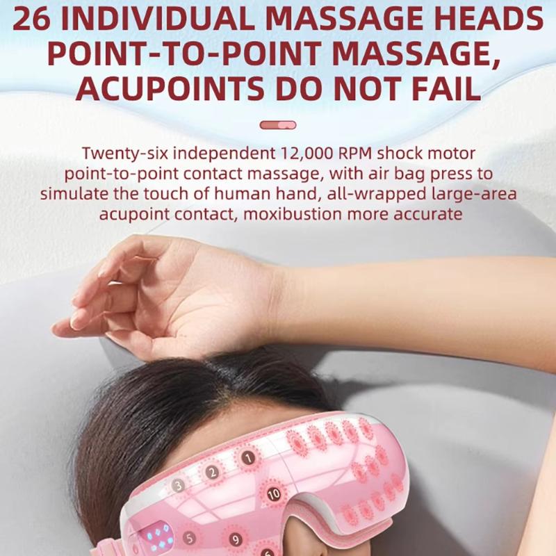 Electric Airbag Eye Massager Airpressure Point Heated Eye Massage Hot Compress Eyes Care Glasses Acupoint Tired Dry Eye Relieve Fatigue Promote Sleep