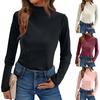 Women's Stylish Casual ,Color Half,High,Neck Velvet Long,Sleeve Base Layer Top