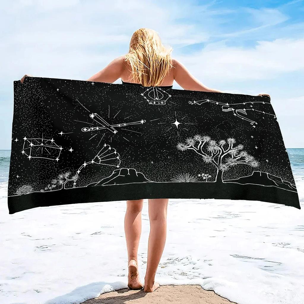 12 Constellations Beach Towel Microfiber Sand Free Mysterious Galaxy Bath Towel Quick Dry Swimming Pool Spa Travel Sport Towels