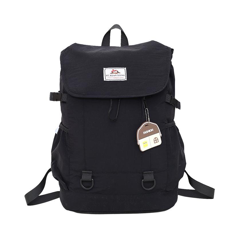 

Casual Backpack for Men and Women Universal Retro Contrast Backpack Trendy Cool Student Class Lightweight Handbag Small with pendant чёрный