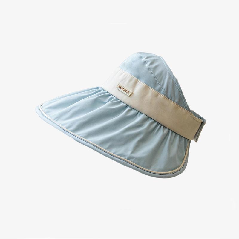 2024 New Spring Summer Black Jelly Wide Brim Sun Hat Women Fashion Korean Style Color Block Leather Patch Sunshade Hat