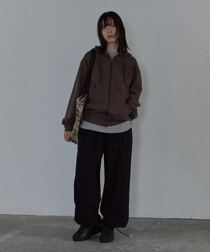 Tony Lawrence Applique Zip-Up Hoodie Brown