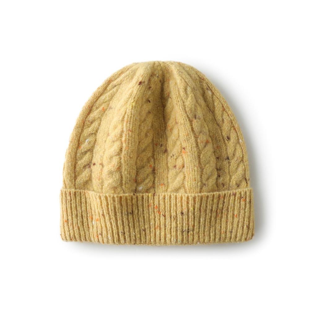 Autumn and winter% pure cashmere hats men's and women's solid color twist twisted knitted hats, thermal ear protectors, and flanged hats.