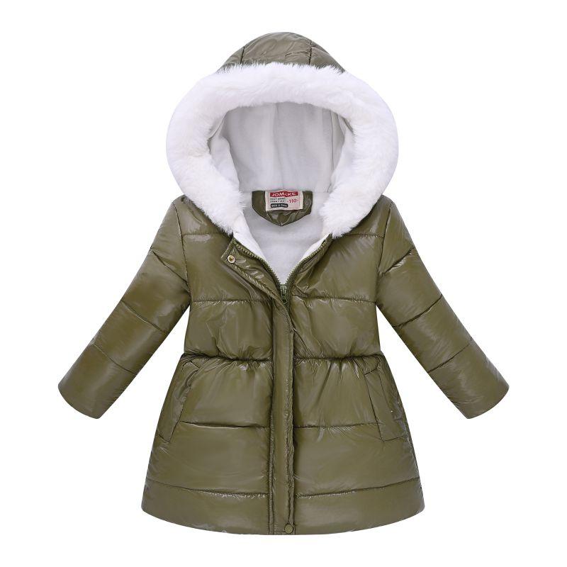 4-12 Years Kids Girls Winter Warm Winproof Hooded Coat Mid Length Jacket