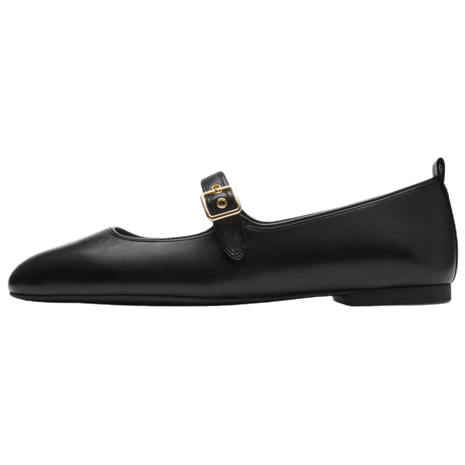 

Coach Кожаные туфли Мэри Джейн на плоской подошве с круглым носком, пряжкой и заклепками в форме буквы С, женская обувь, черные CAP81-BLK 38.5