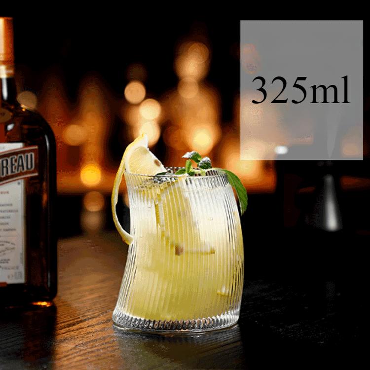 

2pcs Cup Set Crescent Shaped Glass Cup with Stripes New Cocktail Cup Instagram Style Popular Moon Shaped Creative Beverage Cup 2pcs