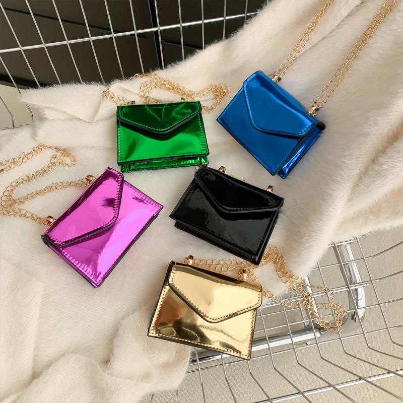 Mini Laser Color Shoulder Bag Cute Chain Lipstick Makeup Pouch Small Square Crossbody Bag