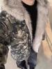Men's Retro Camo Fur Collar Hooded Jacket - Thick, Loose Scoundrel Design