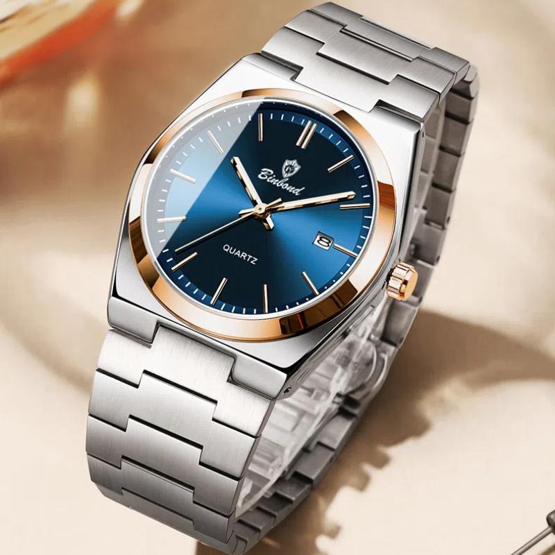 BINBOND Ceasuri Bărbați Oțel Inoxidabil Sport Moda Ceas Cuarț Original pentru Bărbați Ceas de mână Rezistent la apă Luminos Data Bărbați