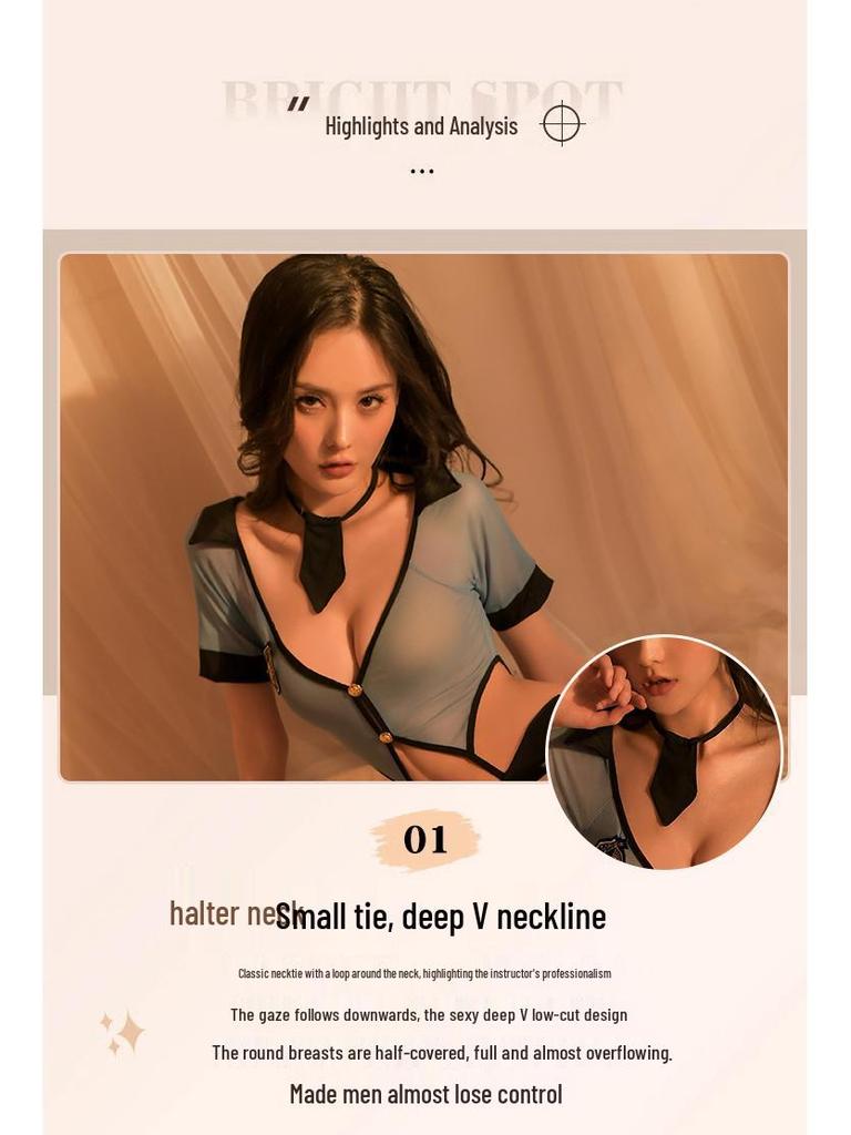 Flirty Lingerie Mature Woman OL Secretary Cosplay Outfit with Hip-Hugging Skirt