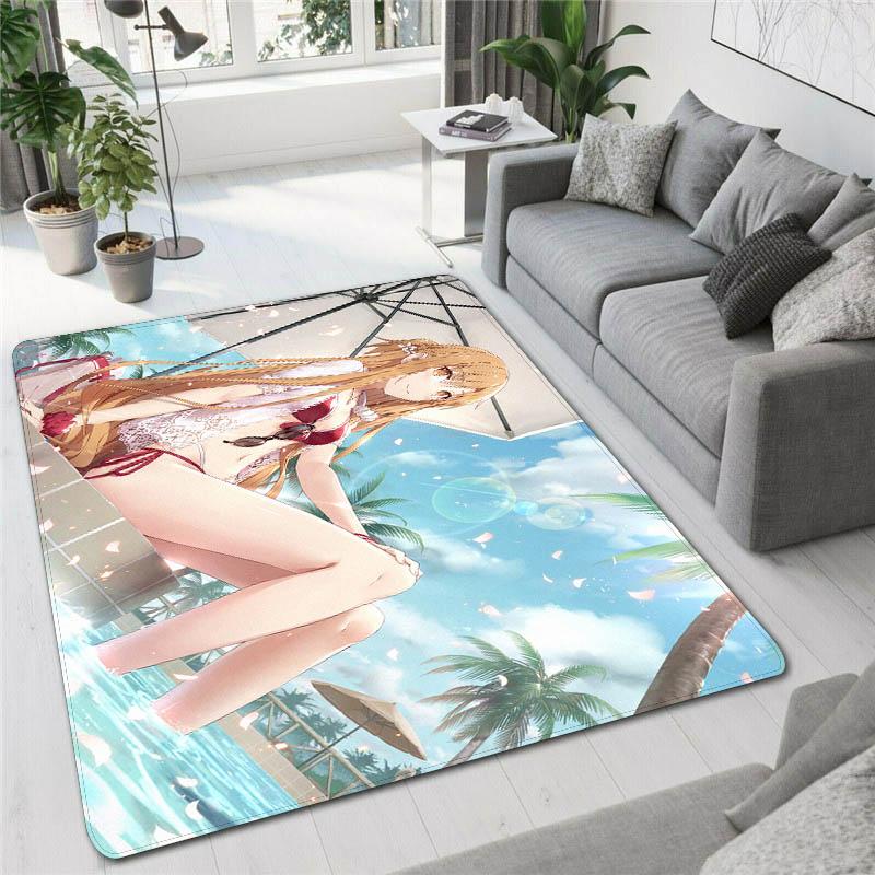 Sexy Asuna Cartoon Adult Carpet Living Room Bedroom Beautiful Large Carpet Balcony Bathroom Anti-slip Door Mat Birthday Gift