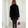 Hooded mid-length imitation mink fleece coat