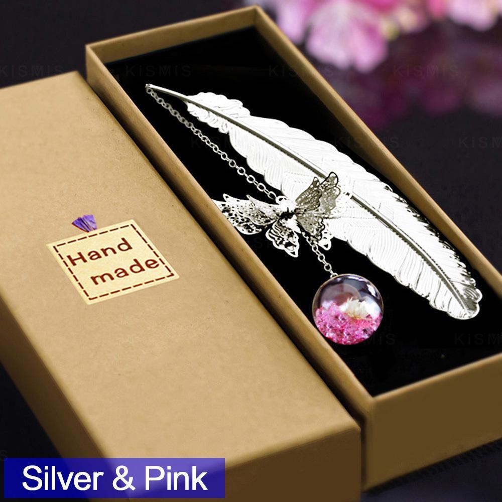 

Elegant Metal Feather Bookmark - Perfect Gift for Women, Book Lovers, Teachers & Mom - Birthday/Christmas/Mothers Day Present срібні рожевого кольору