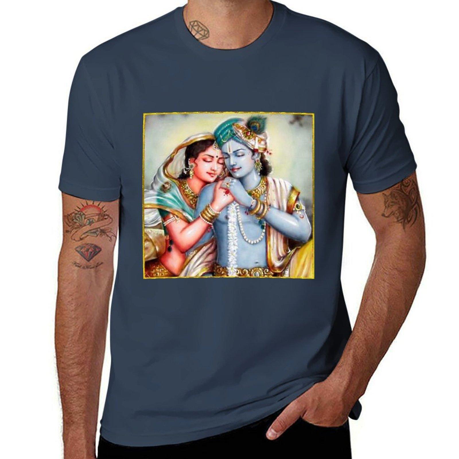 Radha Krishna Love TShirt Casual Loose Daily Wear TShirt S
