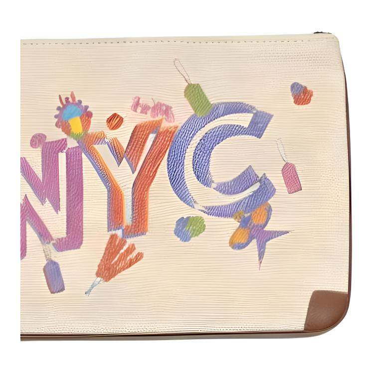 Coach X Beijing Collaboration Letter Print Color Block Design Fabric Clutch Women Clutch Beige Brown CAF46-B4NP