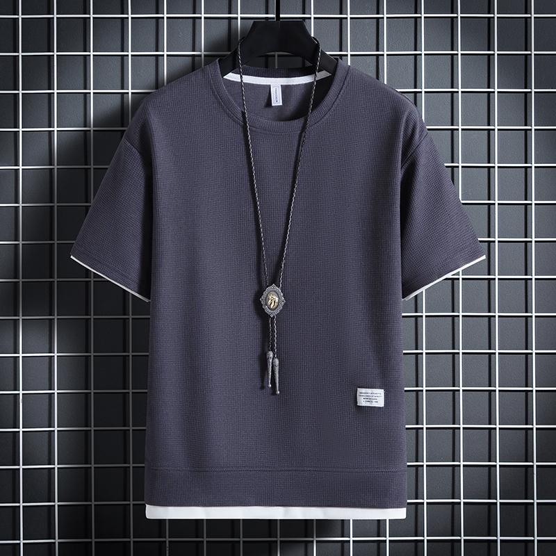 

Мужская спортивная футболка сплошного цвета, свободные стили, размер XXXXXL темно серый