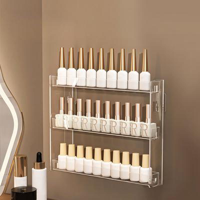 Universelles Nagellack-Kosmetik-Display-Ständer-Halter 3-lagig transparent wandmontiert ohne Bohren Maniküre-Werkzeug Organizer Aufbewahrung