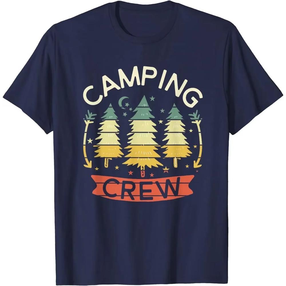 Camping Crew Shirt Family Camping Shirts for Family Matching T-Shirt Casual Cotton Daily Four Seasons Tees Graphic T Shirts