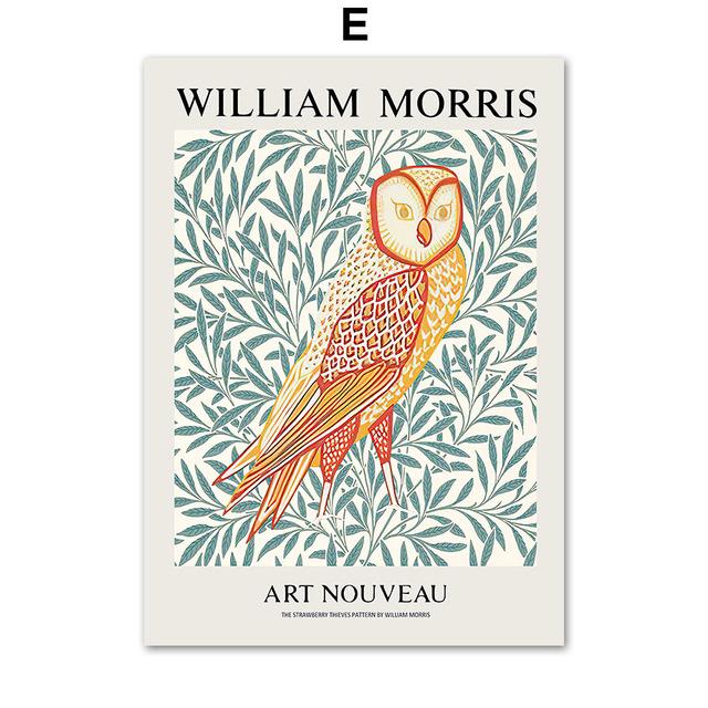 William Morris Abstract Peacock Bird Owl Wall Art Canvas Painting Nordic Posters And Prints Wall Pictures For Living Room Decor