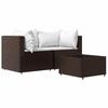 VidaXL Garden Lounge Set 3 Pcs with Brown Wicker Cushions, Outdoor Lounge Set, Furniture Set 319747