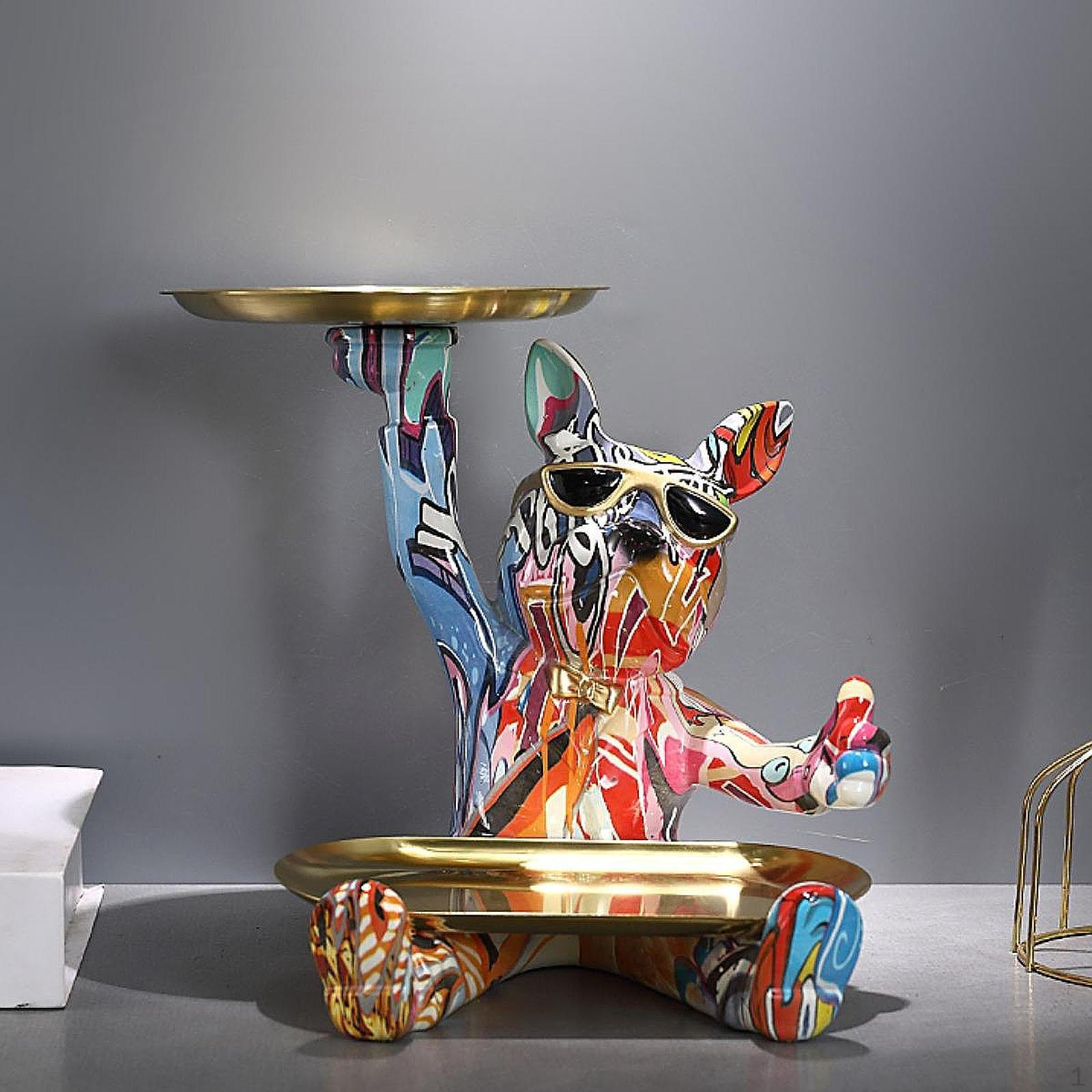 

Фігурка бульдога, піднос для зберігання дрібничок та аксесуарів, ручна робота, смоляна скульптура, для дому Style A