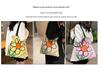 Floral Print Canvas Shoulder Handbag: Trendy Pleated Drawstring Design for Women