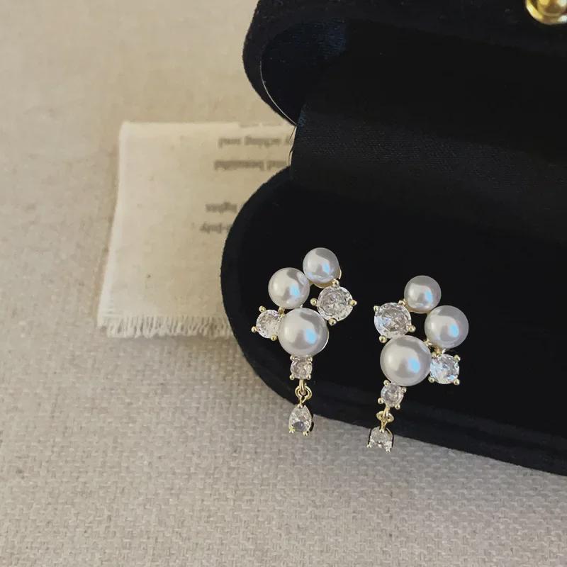 French Retro Pearl Zircon Earrings: Unique, Luxury, All-Match Fashion for Women