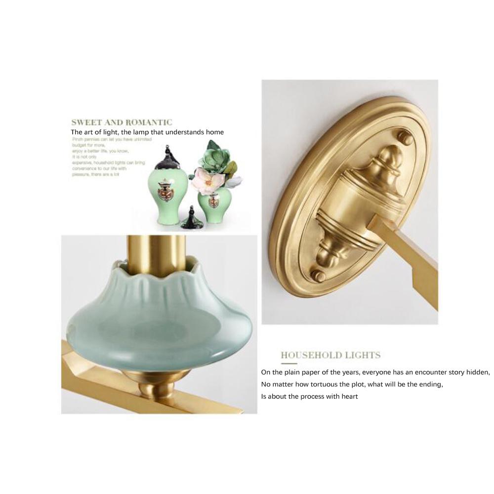 48cm Bipolar Copper Ceramic Wall Lamp, E14*2 Not Including Light Source, Round Fabric Lamp 220V, Decorative Transition Lamp