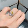 Zircon Women's Ring Pink Yellow Colored Square Jewelry High Carbon