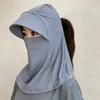 Sun Hat Ice Silk Cooling Fabric UPF50+ Full Face Neck Gaiter Sun Protection Hat Breathable Holes Thin Cycling Headgear