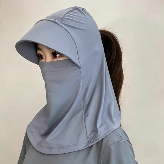 Sun Hat Ice Silk Cooling Fabric UPF50+ Full Face Neck Gaiter Sun Protection Hat Breathable Holes Thin Cycling Headgear