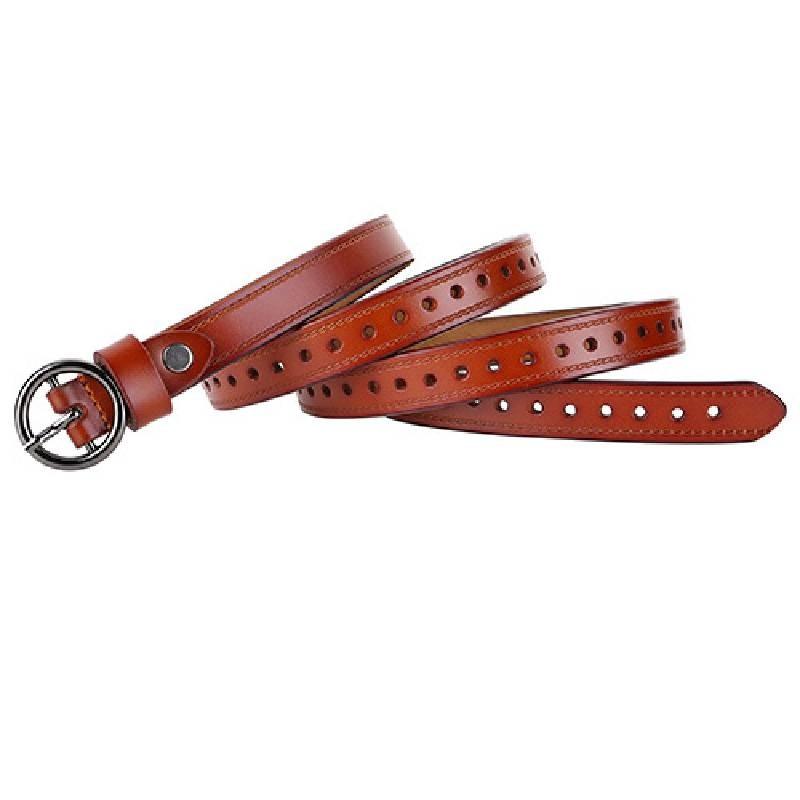 Vintage Style Leather Belt For Women With Alloy Pin Buckle And Pure Color Design
