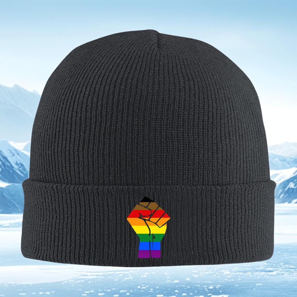 Pride hand symbol diverse stripes Men Women Unisex Knitted Hat Beanie Pullover Cap Winter Thermal Warm Christmas Outdoor Cycling