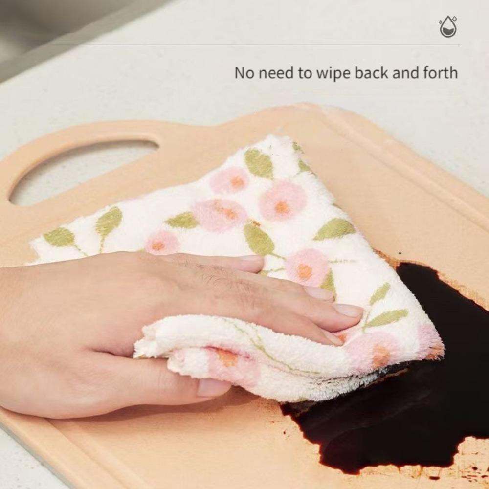 30/1 Pack Purple Pink Floral Kitchen Cloths, Thick Large Oil-proof Water Absorbent Dish Towels Household Cleaning Wipes