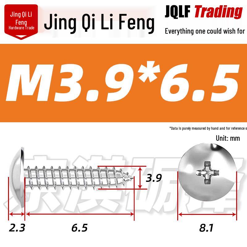 Flat Head Phillips Stainless Steel Self-Tapping Screw M3-M5 for Furniture and Wood.