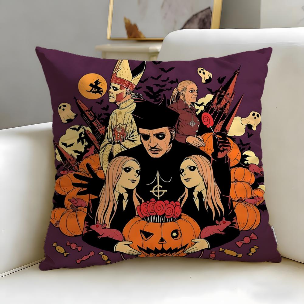 Classic Band Ghost Cushion Cover Soft  EasyWash Pillow Case  Versatile for Couch Bed Travel and Office