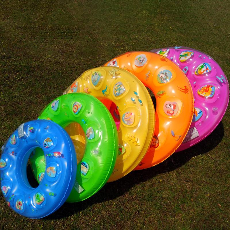 50-90cm Swimming Ring Thickened Double Layer Inflatable Fluorescent Pool Float Summer Swimming Toy