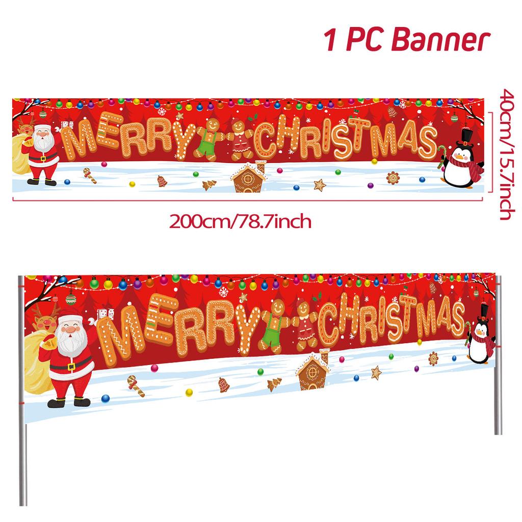 Christmas Outdoor Banner Flag Merry Christmas Decor 2024 Xmas Ornaments Gifts Navidad Noel Natal Happy New Year 2024 Home Decor