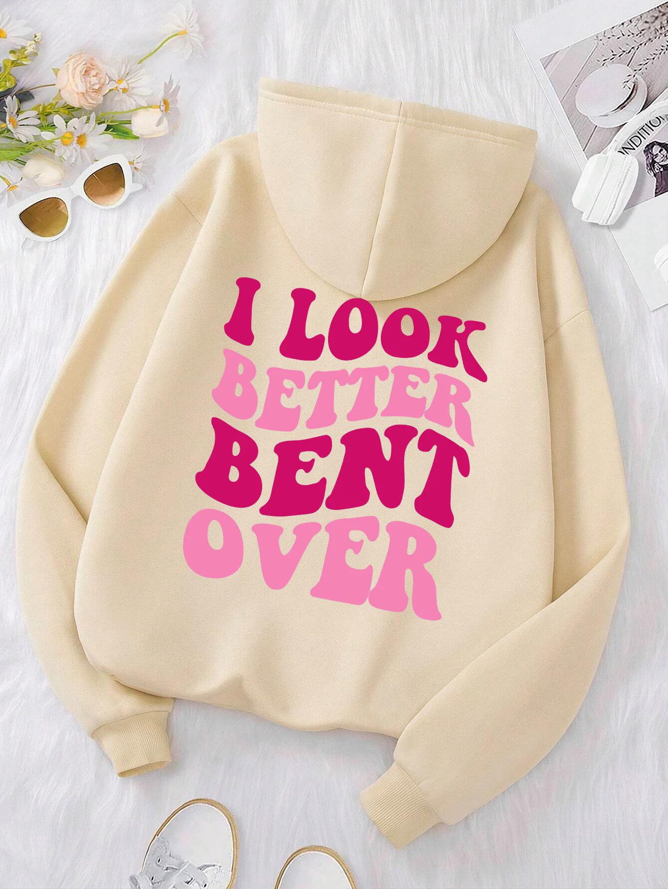 

Look Better Bent Over Fun Letter Толстовка женская хип-хоп свободная с капюшоном повседневная осенняя шерстяная толстовка мода S-Xxl топы S хаки